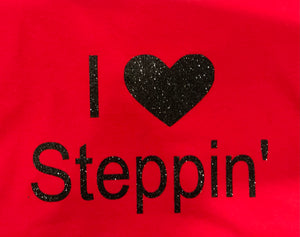 I Love Steppin' - Black Glitter