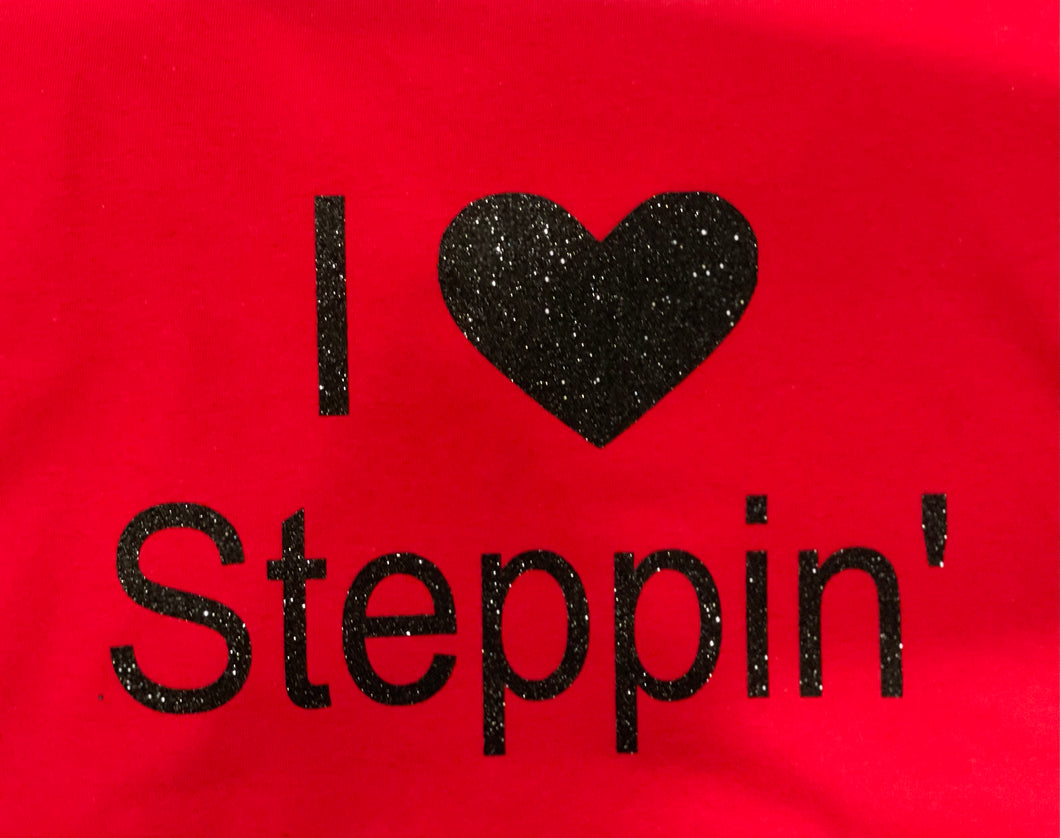 I Love Steppin' - Black Glitter